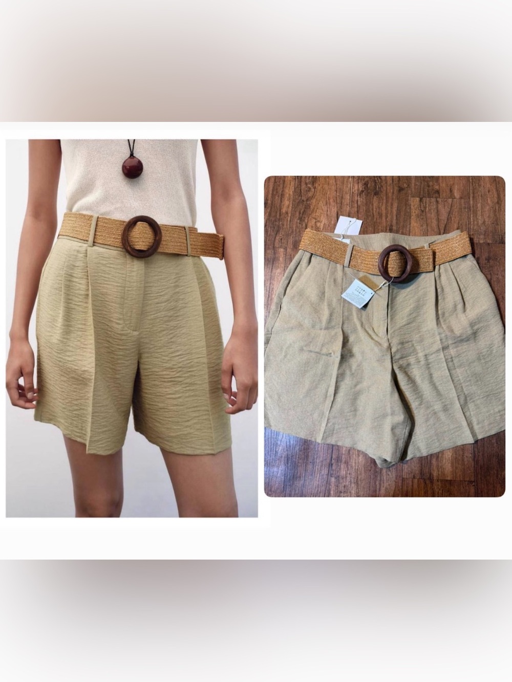 High-Waist Textured Women’s Shorts in Olive